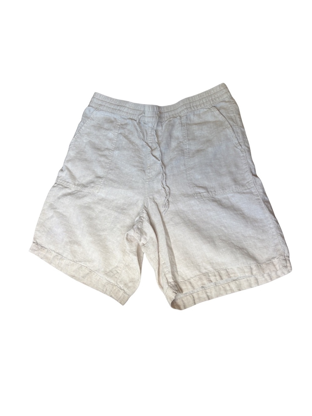 2 pairs Lands' End Men's Linen-Blend Elastic Waist Shorts - Light Beige & Blue